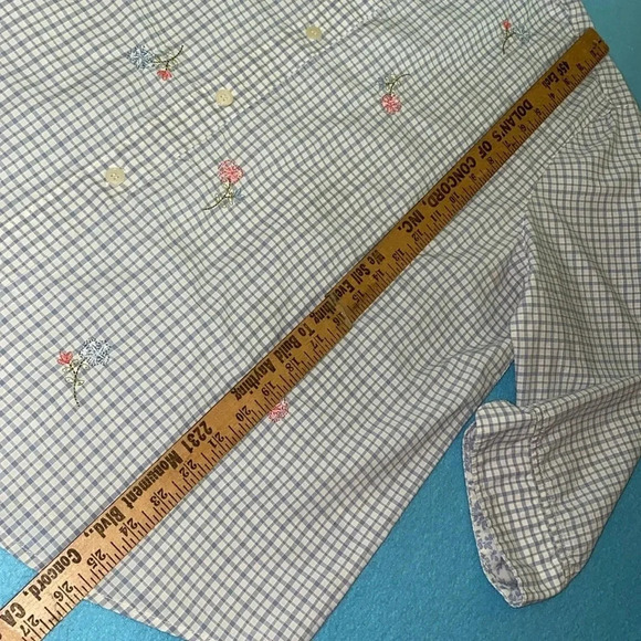 ALFRED DUNNER floral beaded embroidered textured checkered button down size 14 - Picture 9 of 11